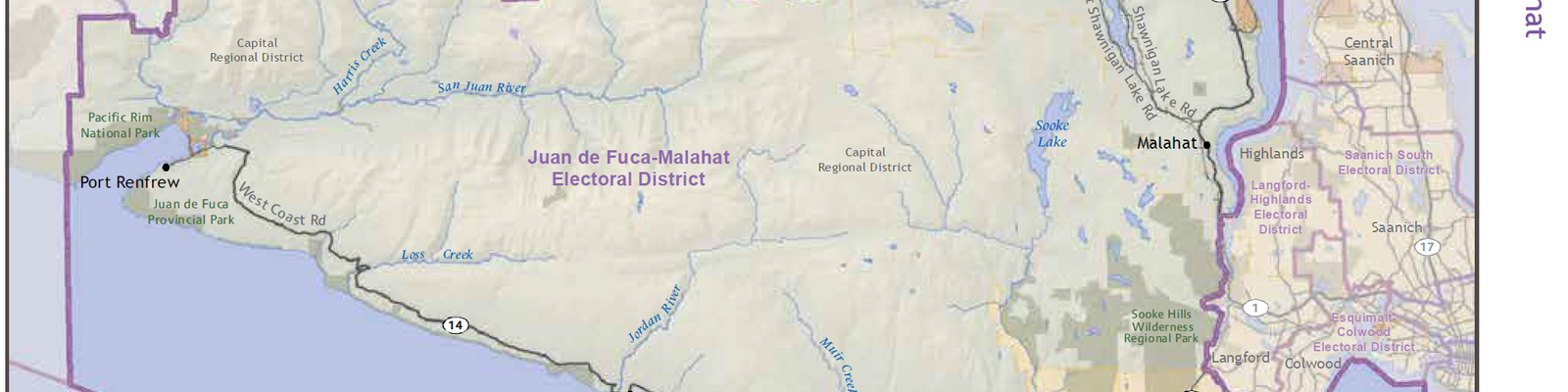 Juan de Fuca - Malahat riding as proposed in draft by EBC