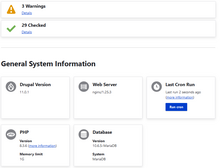 Status Page of site showing 3 Drupal 11